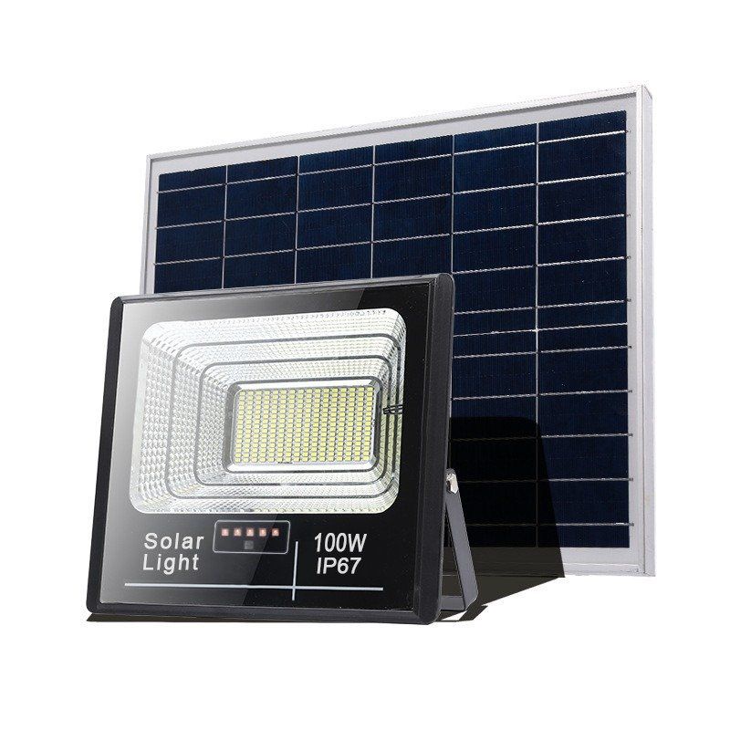 Đèn pha năng lượng mặt trời 100w  225 led, hàng cao cấp 4 cục Pin, bảo hành 3 năm