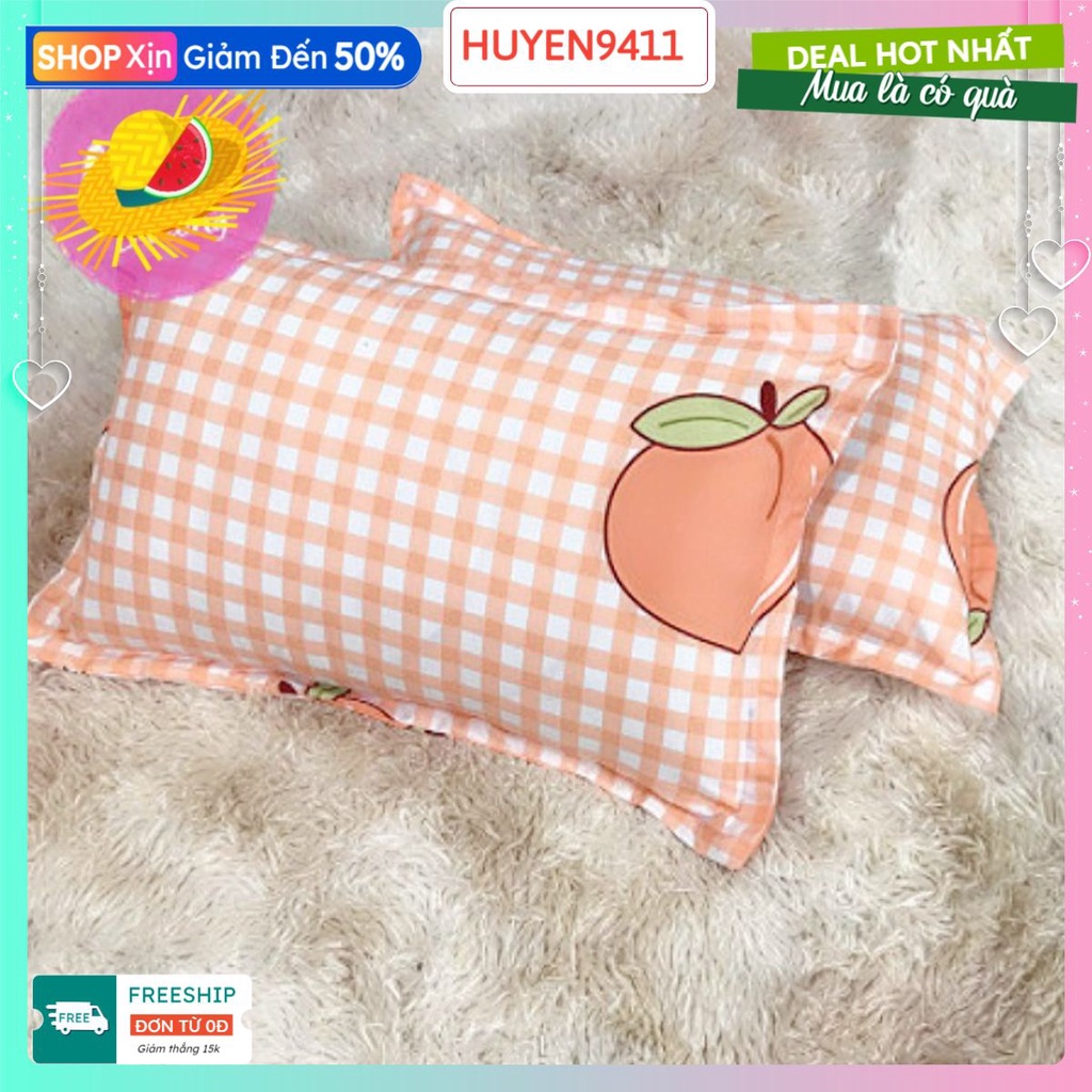 Vỏ Áo Gối Nằm Cotton poly,có chọn mẫu sẵn hàng-đào cam