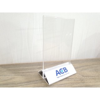 Menu mica để bàn qr code đế tam giác a4, a5, a6