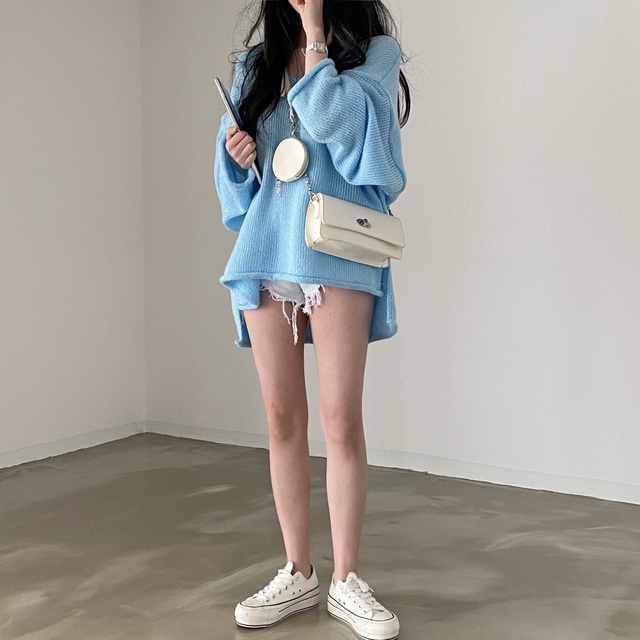 Áo Sweater Cổ Chữ V Phong Cách Retro Thời Trang Hàn Quốc