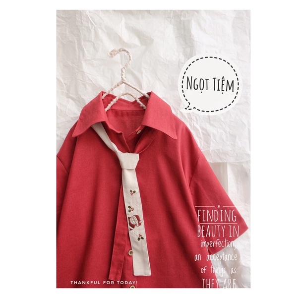 Sơ mi phối cà vạt thêu