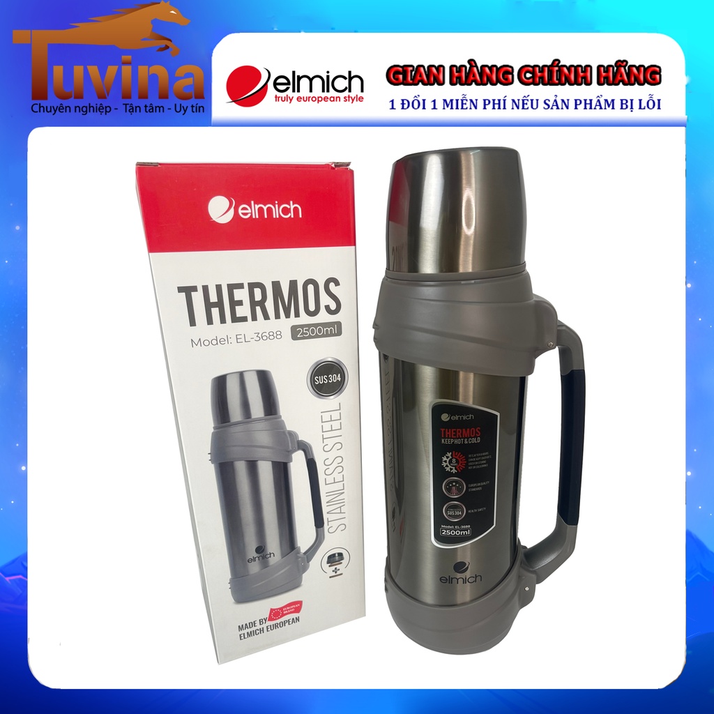 Bình giữ nhiệt inox 304 Elmich EL-3688 thể tích 2500ml - Hàng chính hãng