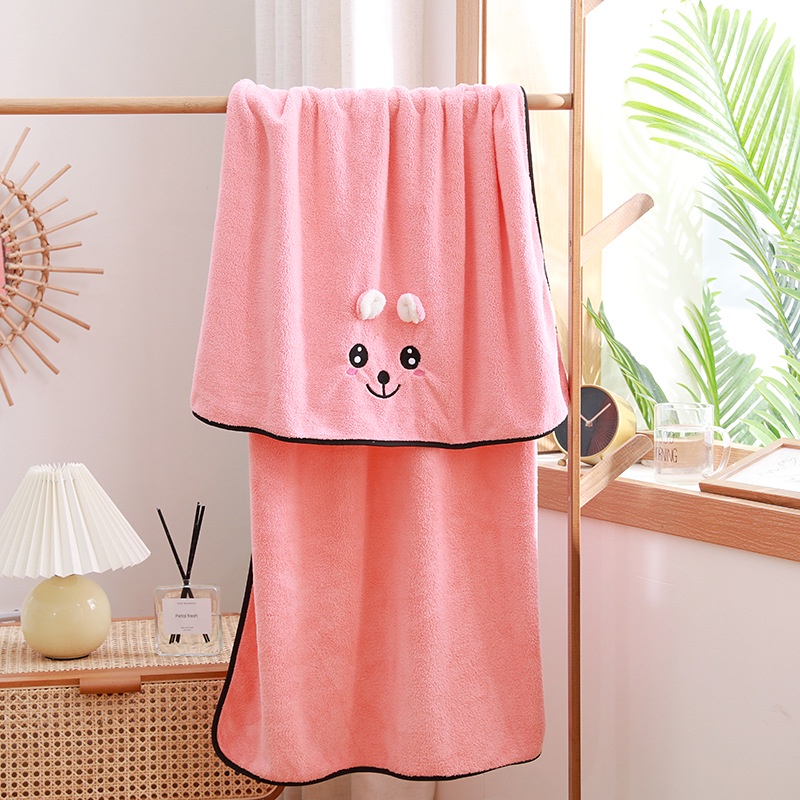 Khăn Tắm Vải Lông Cừu San Hô Dày Dặn Mềm Mại Thấm Hút Nước Khô Nhanh Cho Bé