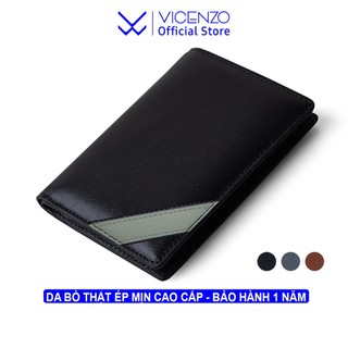 Ví Da Bò Thật Nam Dáng Đứng Cao Cấp VICENZO Bảo Hành 1 Năm, Bóp Nam Da Bò Thật Dáng Đứng - VNDT04