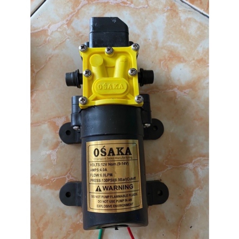 Bơm tăng áp Osaka 12V lưu lượng 6l/phút dùng để phun sương ,làm mát..