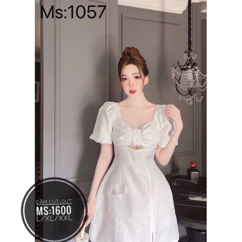 BIGSIZE HIẾU HIẾU ( Đầm khoét eo viền đá đính nơ 55-100kg )