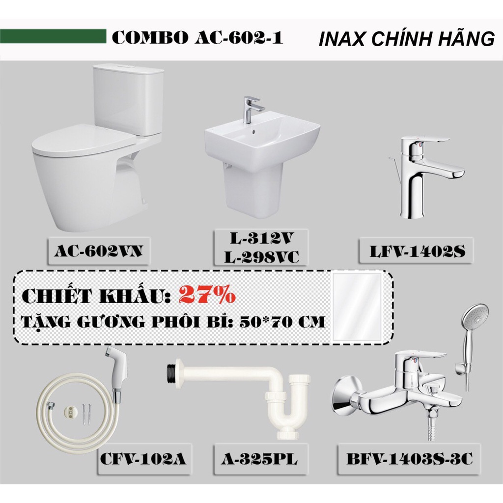 Combo bộ phòng tắm INAX AC-602VN (Sen tắm nóng lạnh) (Chính hãng ...