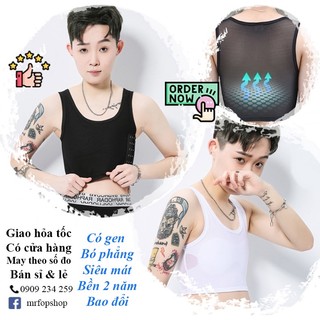 Áo bó vải lưới móc gài hông trái, có gen, có viền (LU) siêu mát, bó phẳng Tom Tran