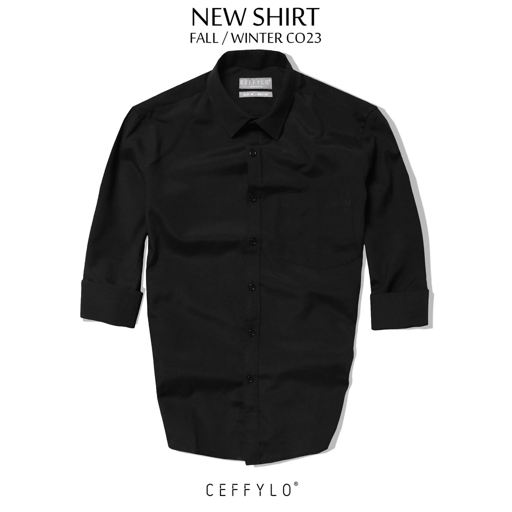 Áo Sơ Mi Dài Tay Đen CF , Chất Liệu OXFORD Thoáng Mát, Form Slimfit - CEFFYLO