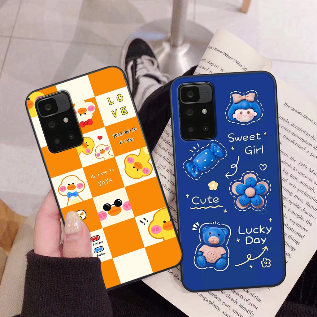 Ốp Xiaomi Redmi 10 in hình gấu vịt caro nhiều màu sắc ngộ nghĩnh dễ thương