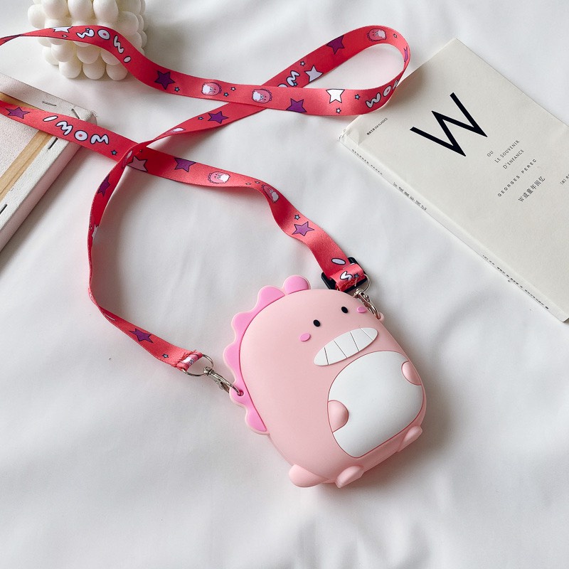 Túi Đeo Chéo Cho Bé WOWKIDS Khủng Long, Túi Silicon Khủng Long Dễ Thương Cho Bé Gái Bé Trai