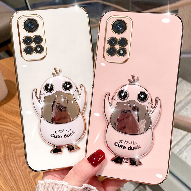 Ốp Điện Thoại Có Giá Đỡ Hình Vịt Hoạt Hình 6D Cho Xiaomi Redmi Note 11 12 11S 11 Pro 4G 5G