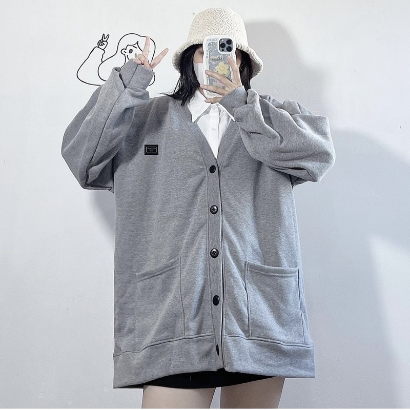 ÁO CARDIGAN XÁM FORM RỘNG