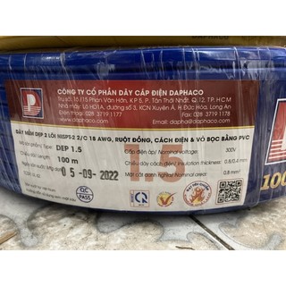Dây điện Daphaco đôi dẹp 2 lớp vỏ 2x1.5 (Cuộn 100 mét)