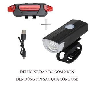 Đèn led gắn xe đạp -Bộ gồm 1 đèn trước và 1 đèn sau
