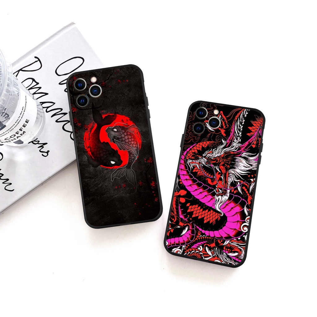 Ốp điện thoại iphone cạnh vuông Cá chép rồng nghệ thuật 6/6splus/7/7plus/8/8plus/x/xr/xs/11/12/13/14/pro/max/plus/