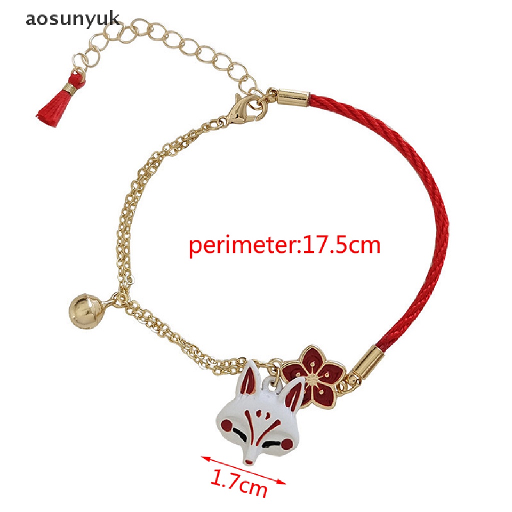 Aosunyuk Mới Vòng Đeo Tay Hình Cáo Hoạt Hình Hoa Đỏ May Mắn Vintage Quà Tặng Trang Sức Cho Nữ EN