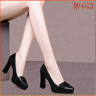 Giày cao gót nữ đẹp đế vuông 8 phân hàng hiệu rosata hai màu đen đỏ ro463