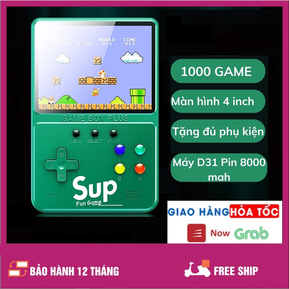 Máy chơi game cầm tay D31 plus 1000 game, nhập vai thông minh, màn hình lớn 4.0 Full HD sắc nét, Sạc pin nhanh.