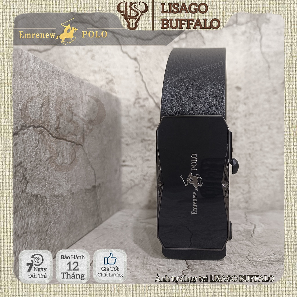 Thắt Lưng Nam Dây Lưng Da Bò Thật Emrenew POLO cao cấp, Dây nịt nam phong cách Hàn Quốc , LISAGO BUFFALO LB05.