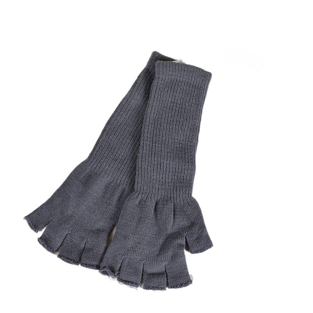 Găng Tay Dệt Kim Hở Ngón Màu Sắc Đơn Giản Cho Nam Nữ