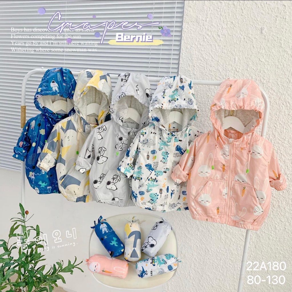 Áo Gió 2 Lớp Quảng Châu Cho Bé 9-21kg Siêu Cute Nhiều Mẫu Mã Nam Nữ