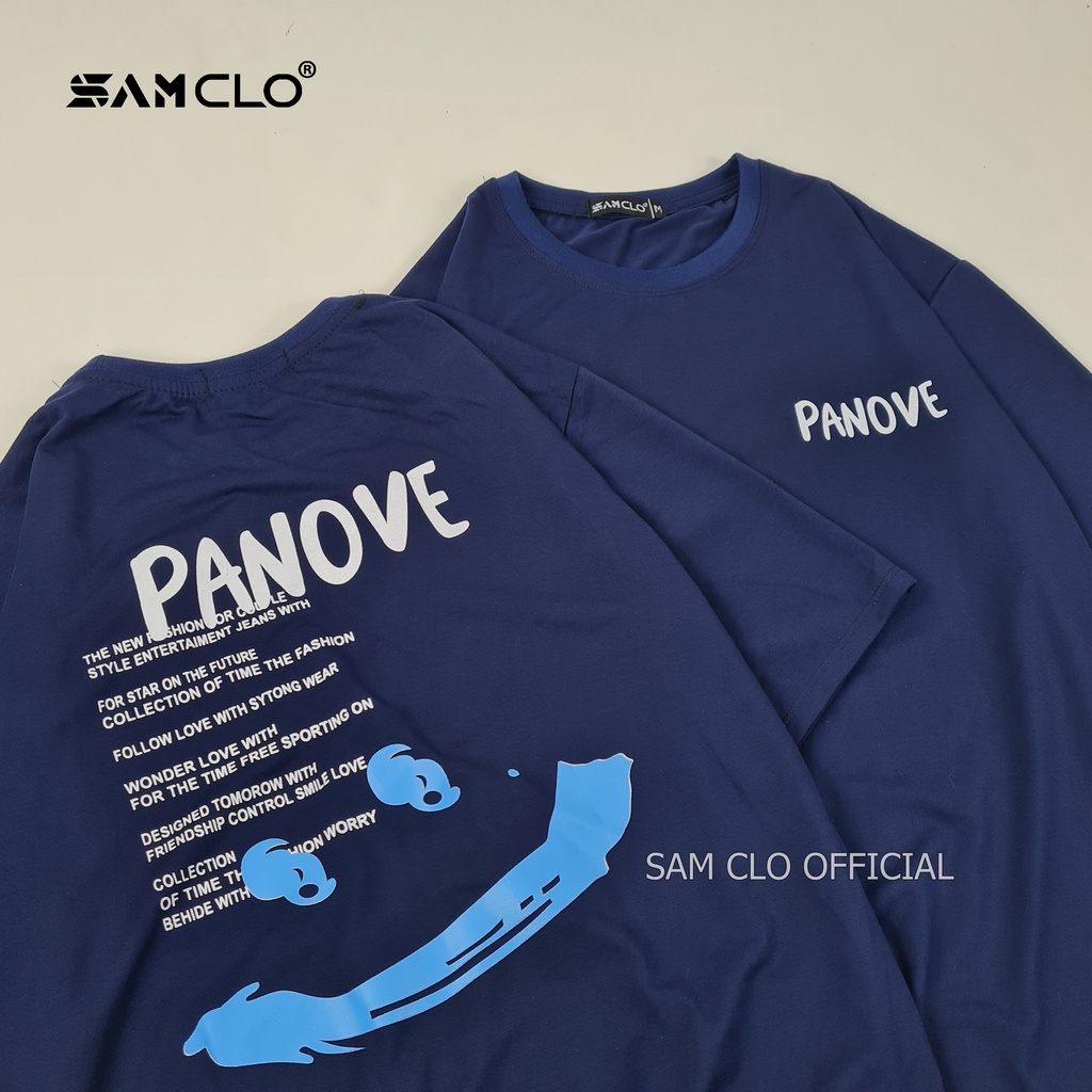 Áo phông tay lỡ nam nữ SAM CLO thun form rộng dáng Unisex - Ulzzang mặc cặp, nhóm, lớp in hình mặt cười chữ PANOVE