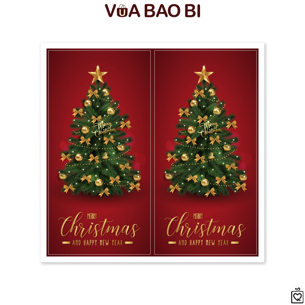 Set 50 decal dán nắp hộp Noel TE18 tem sticker Merry Christmas dán trang trí hộp quà tặng giáng sinh