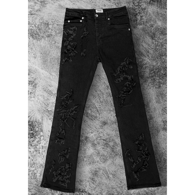 Quần dài nam 12.DESTINY chi tiết rách chất liệu bò nhập khẩu màu đen TJ 004