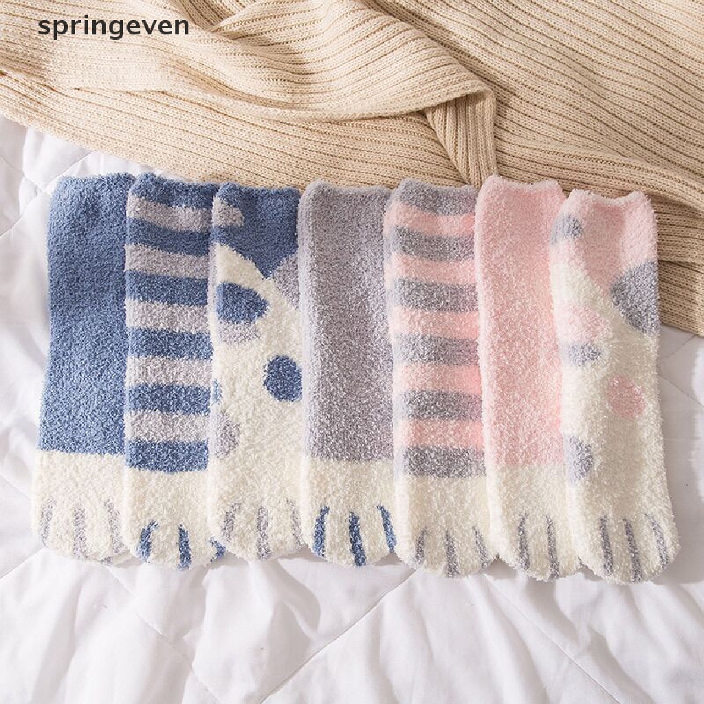 Vớ Dày Xỏ Ngón Hình Chân Mèo / Ngựa Vằn 3d Dễ Thương Vui Nhộn Thời Trang Mùa Xuân Cho Nữ