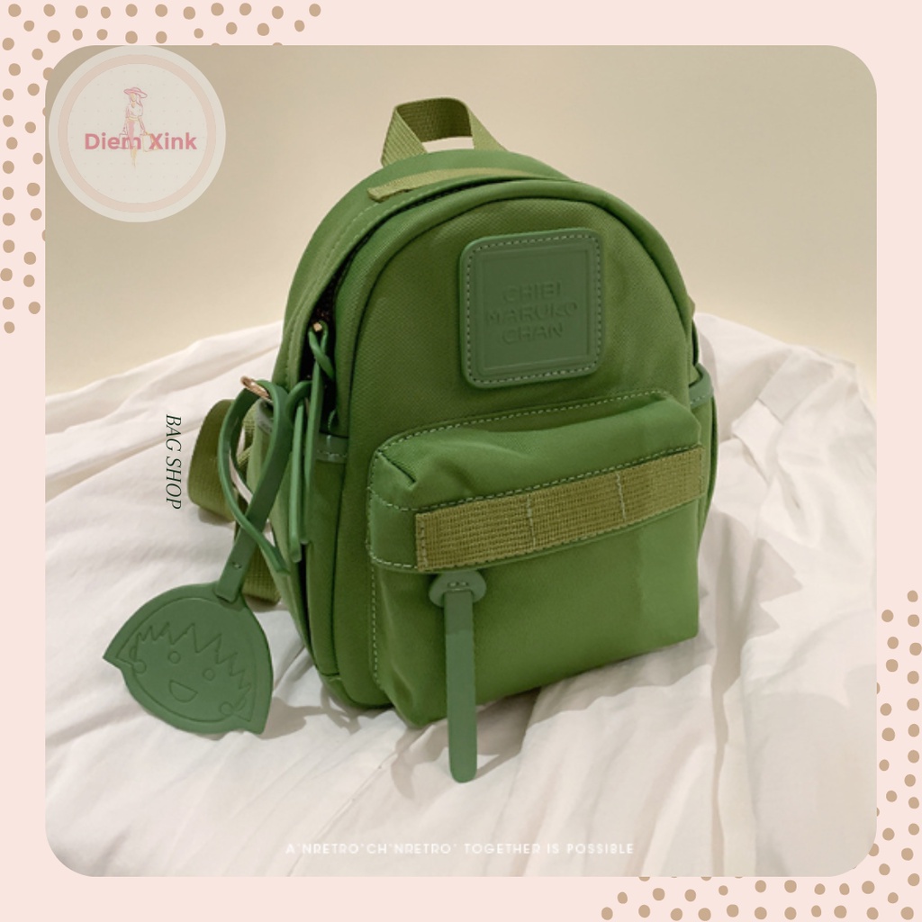 Balo Mini Nữ Vải Maruco Chan Nylon Chống Thấm Nhẹ Nhiều Ngăn Phong Cách Nhật Bản Đi Học Đi Chơi Size 19 cm T 43