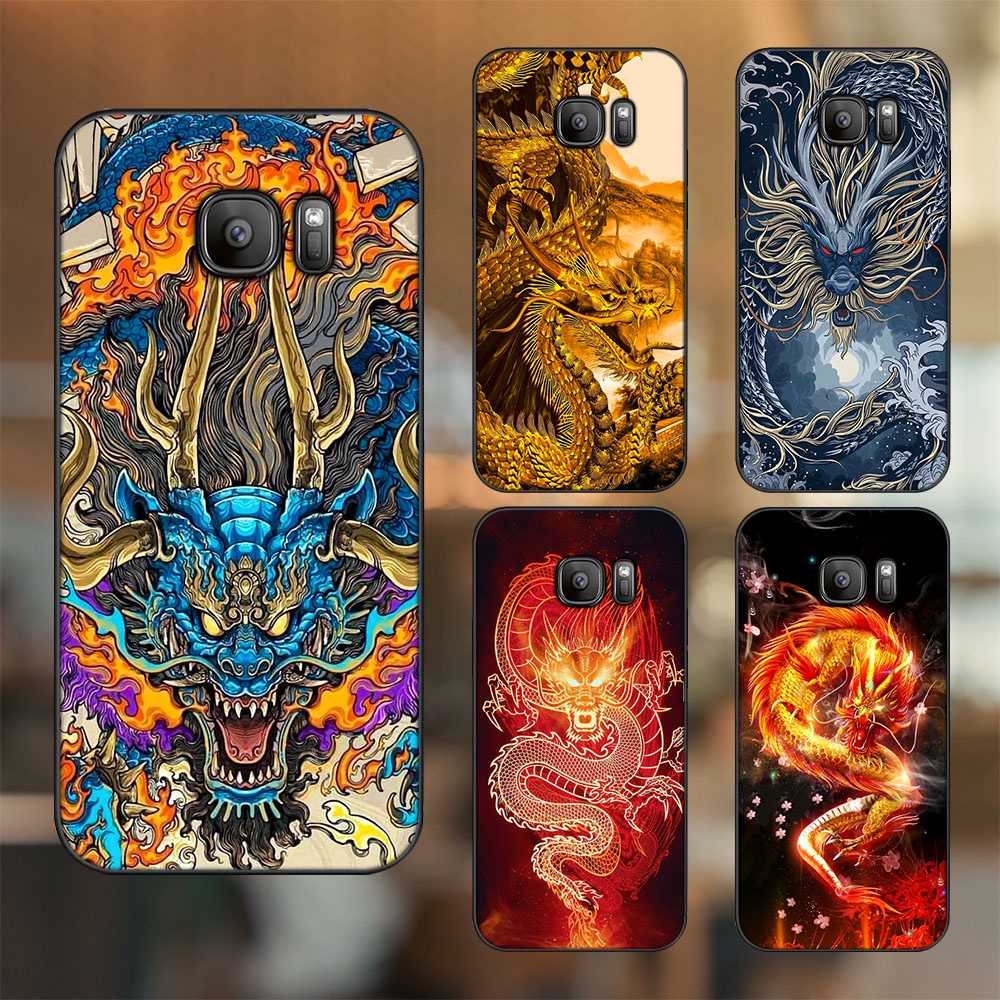 Ốp lưng Samsung S6, S6 Edge, S6 Edge Plus, S7, S7 Edge viền đen in hình Rồng Sang Trọng Tài Lộc May Mắn