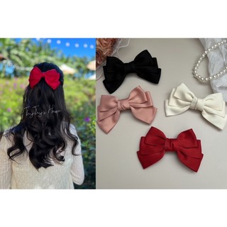 Kẹp tóc nơ lụa satin 3 tầng hàn quốc cho nữ