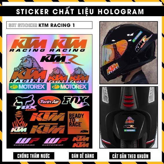 Set Sticker KTM Racing 1 Đổi Màu Dán Xe Máy Mũ Bảo Hiểm Điện Thoại Laptop ... | Tem Decal Hình Dán Motorex Foxx Cực Chất
