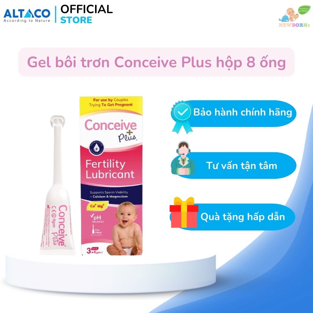 Gel bôi trơn Conceive Plus hộp 8 ống, hỗ trợ tăng khả năng thụ thai tự nhiên,an toàn,giảm khô rát khi quan hệ- Newbornz