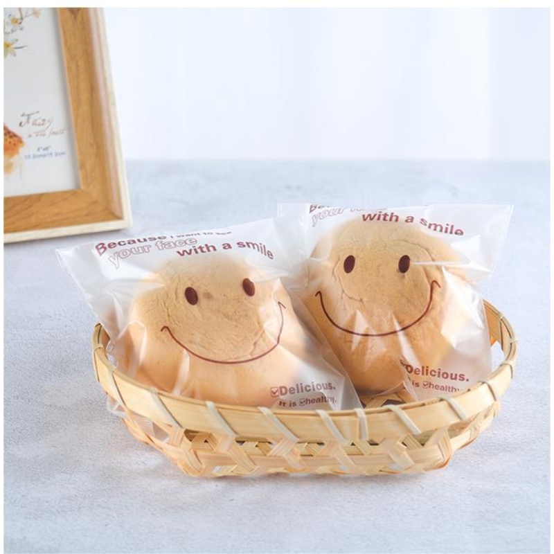 Túi Nhựa Đựng Bánh Quy Tự Dính Họa Tiết Mặt Cười Hoạt Hình Xinh Xắn