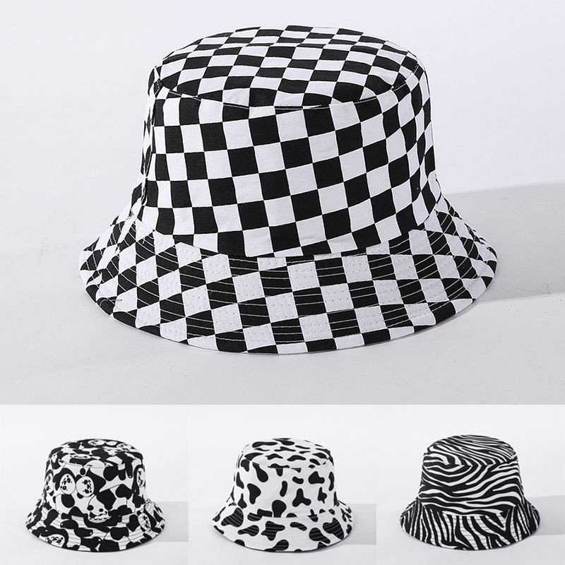 Vans Nón Tai Bèo Họa Tiết Caro Trắng Đen Thời Trang unisex