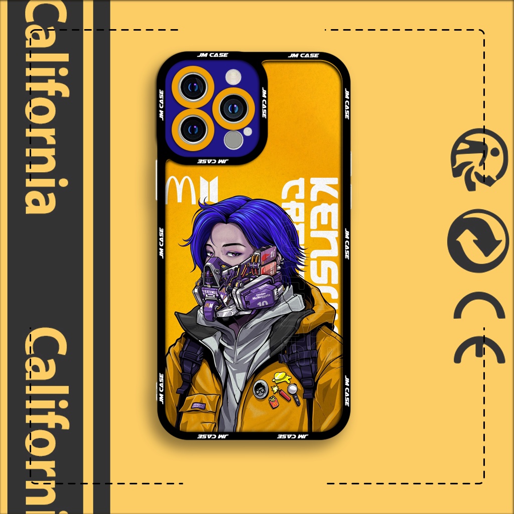 Ốp lưng iphone samsung xiaomi oppo cạnh vuông jmcase cyberpunk