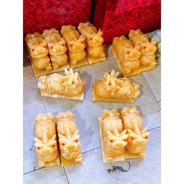 Cặp tỳ hưu đá ngọc hoàng long 20cm 15cm vip  có kiểm định