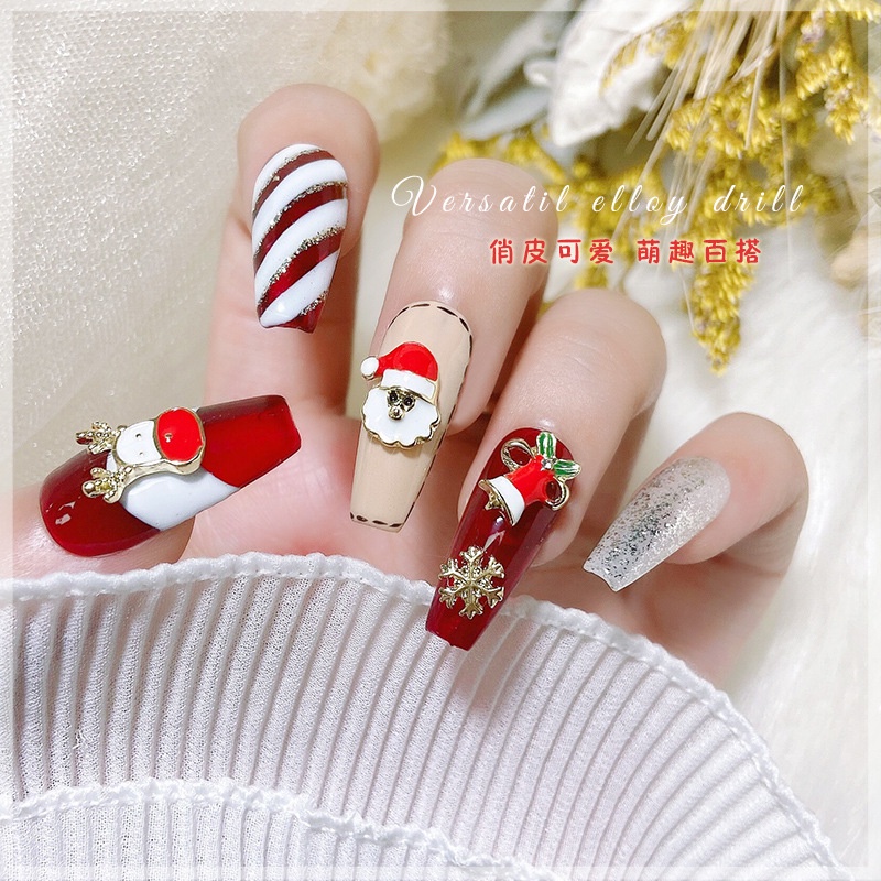 Set 3 Charm Giáng Sinh Noel Trang Trí Móng Nail, Nhiều Mẫu Cây Thông, Hộp Quà, Hoa Tuyết, Hươu