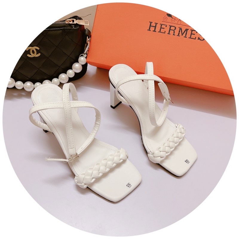 Bán Sỉ- Thanh lý xả kho- Giày sandal cao gót quai tết nhỏ gót dẹt 9cm