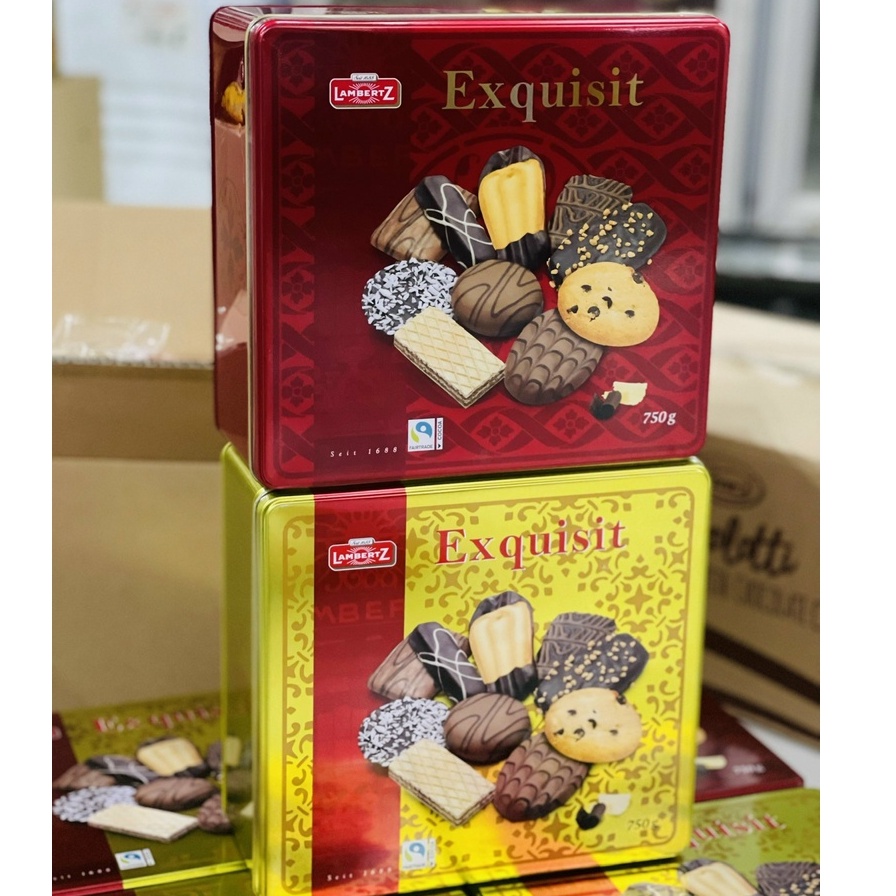 Bánh quy tổng hợp Exquisit (750g) hộp thiếc kèm túi giấy - Đức
