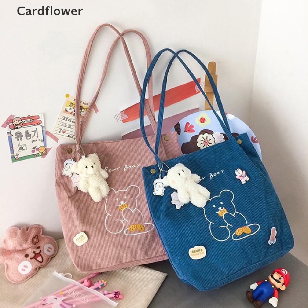 < Cardflower > Túi Đeo Vai / Xách Tay / Đeo Chéo Hình Gấu Bông Vải Nhung Nhật Bản Mới Bán Chạy