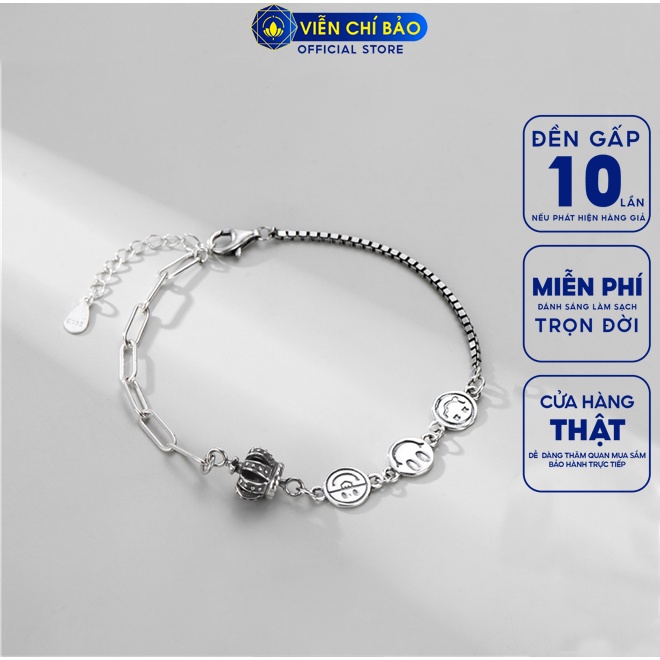 Lắc tay xích vương miện chất liệu bạc Thái 925 thời trang phụ kiện trang sức nữ Viễn Chí Bảo L000351