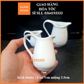Bình Rót Sữa Sứ Trắng, Siro, Mật Ong 75ml Chuyên Dùng Cho Quán Cafe