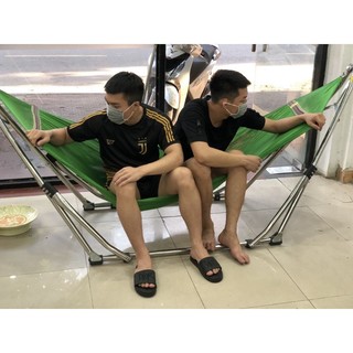Võng xếp người lớn khung võng inox 304 kèm võng lưới
