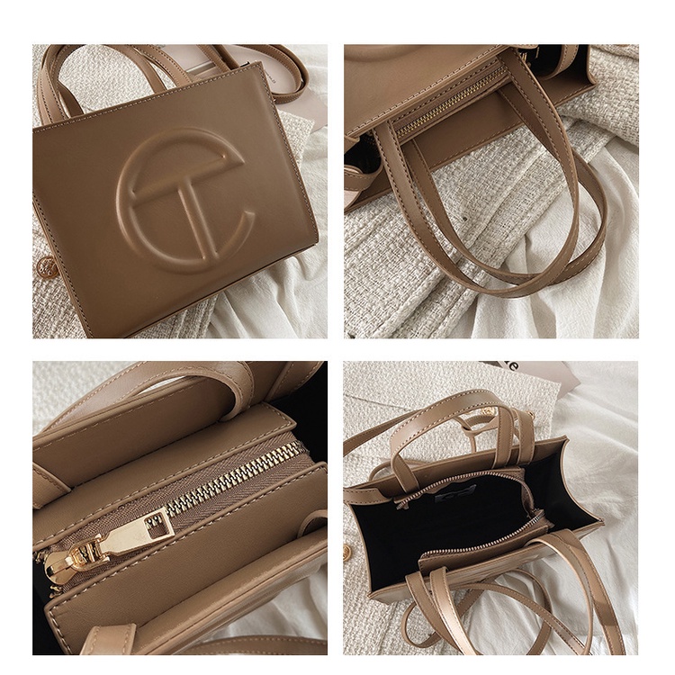 Túi Xách Đeo Vai Hình Chữ T Hoạ Tiết Chữ Dập Nổi Phong Cách Vintage