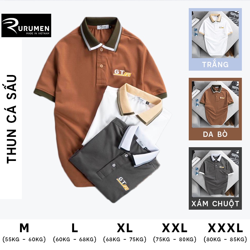 Áo Thun Nam Polo Rurumen Thêu Logo GTR Big Size