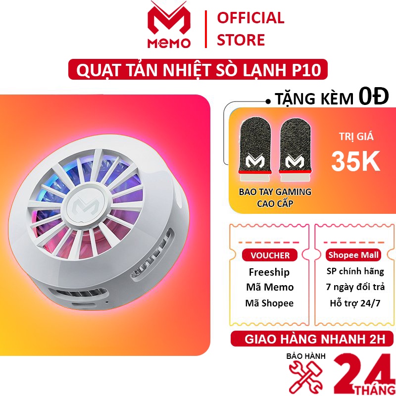 Quạt tản nhiệt điện thoại sò lạnh MEMO P10 led RGB gaming điều chỉnh qua app trang bị nam châm làm mát cho máy tính bảng