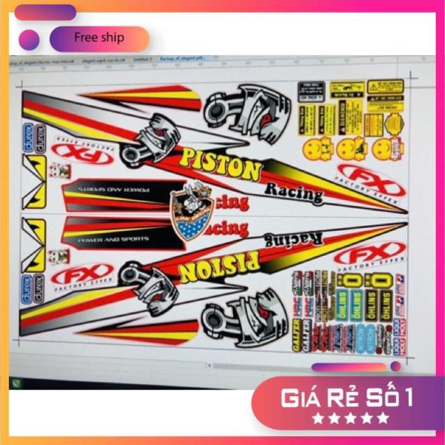 FREE SHIP + QUÀ TẶNG Tem rời xe Elegant pittong đỏ đen